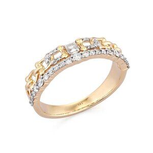 Radiant Majesty 14K (or 18k upon request) Baguette Diamonds Yellow Gold Ring